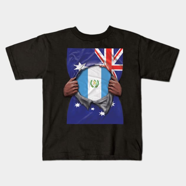 Guatemala Flag Australian Flag Ripped - Gift for Guatemalan From Guatemala Kids T-Shirt by Country Flags